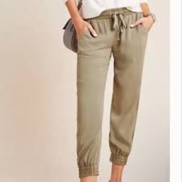 Anthropologie Cloth & Stone Jogger Pants Tencel-Blend Beige/Tan Size Small - Picture 1 of 6